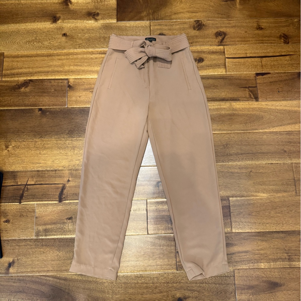 Shinestar Tan Bow-Waist Trousers